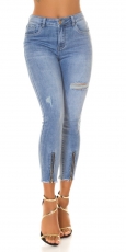 7/8 Skinny High Waist Jeans mit Zierzipper - jeansblau