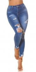 Sexy Skinny- Stretch- Jeans im Used-Look - blue washed