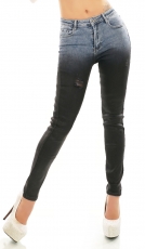 Middle Waist Röhren Jeans mit Ombre Wetlook Beschichtung in blue washed / black